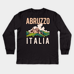 Abruzzo, Italia / Retro Italian Region Design Kids Long Sleeve T-Shirt